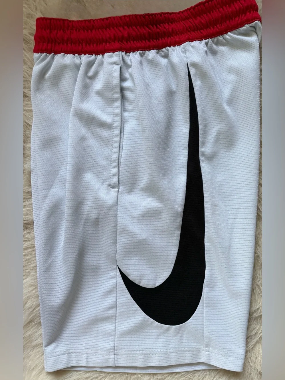 Nike HBR Dri-FIT Basketball Shorts White Black Red Swoosh Men’s Size Small
